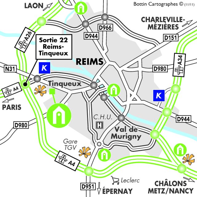 plan d'accès hotel campanile Reims Tinqueux